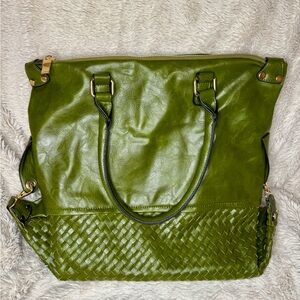 Green Leather Tote Bag